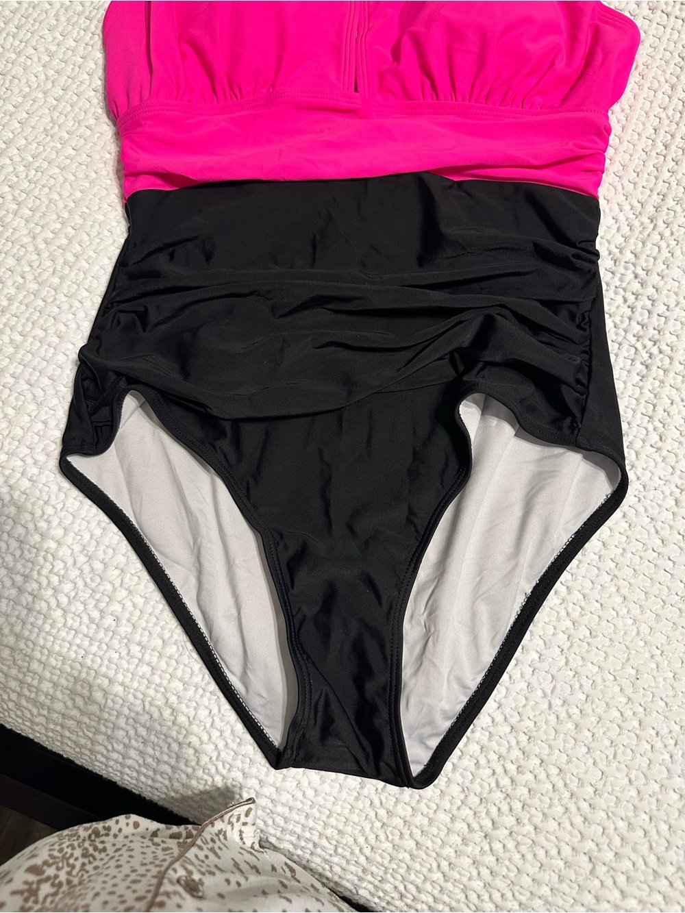 Hot Pink & Black One-Piece Swimsuit - Picture 3 of 7